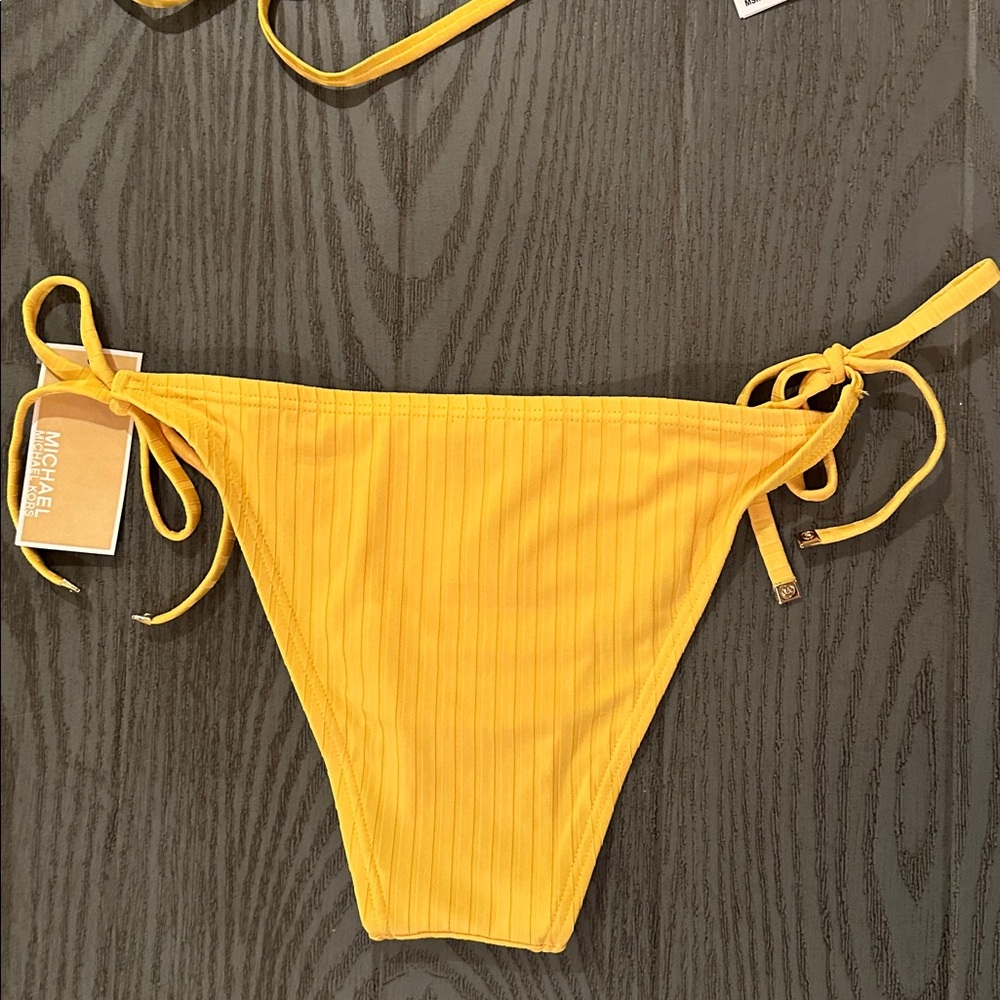Michael Kors Yellow Ribbed String Bikini Set - Picture 9 of 11